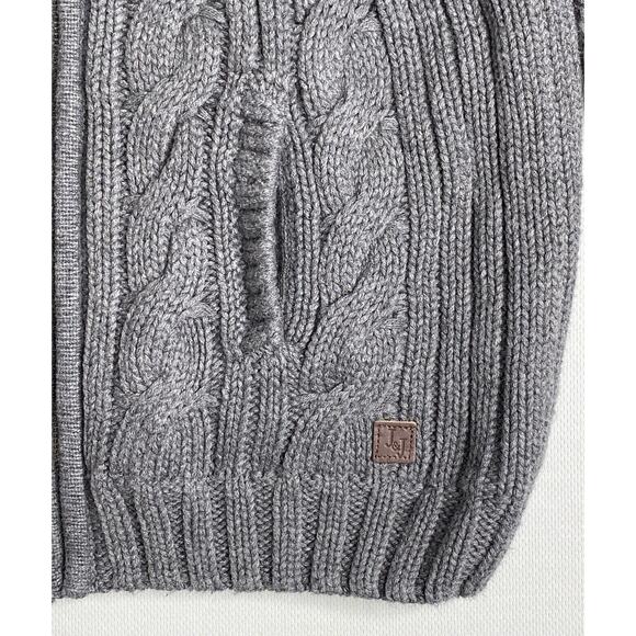 NWT Janie & Jack Gray Cable Knit Zip Cardigan Sweater w/Elbow Patches Boys 5 Yrs - Picture 3 of 5